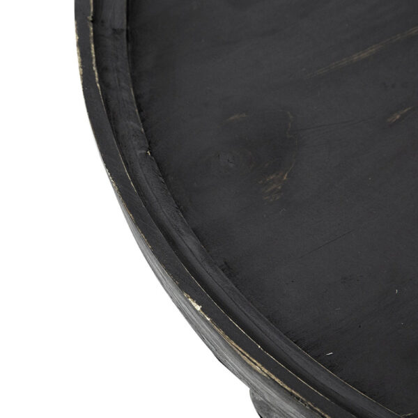 Jake 25 Inch 3 Tier Side Table, Fir Wood, 2 Woven Wicker Shelves, Black