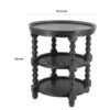 Jake 25 Inch 3 Tier Side Table, Fir Wood, 2 Woven Wicker Shelves, Black