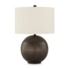 Soy Table Lamp, White Drum Shade, Gold Accent Black Round Base 27 Inch