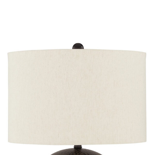 Soy Table Lamp, White Drum Shade, Gold Accent Black Round Base 27 Inch