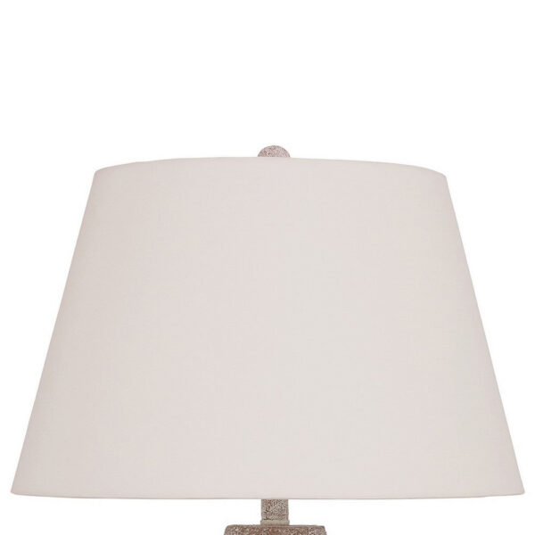 Rey Table Lamp, Empire Fabric Shade, 27 Inch Ivory Pot Metal Base