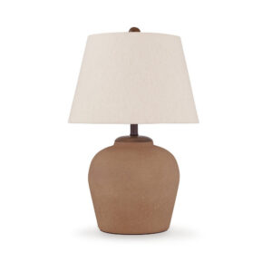 Tery Table Lamp, Empire Hardback Shade, Textured Rust Brown Metal Base
