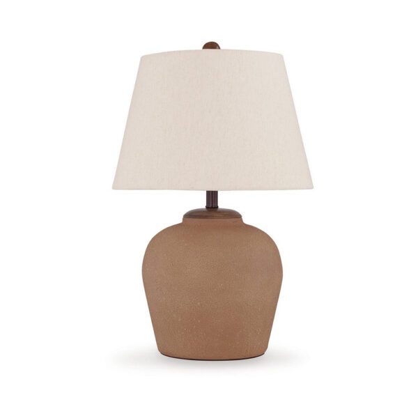 Tery Table Lamp, Empire Hardback Shade, Textured Rust Brown Metal Base