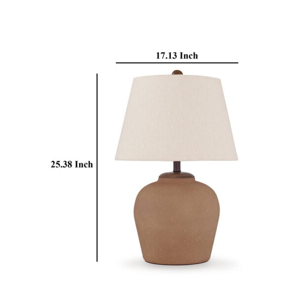 Tery Table Lamp, Empire Hardback Shade, Textured Rust Brown Metal Base
