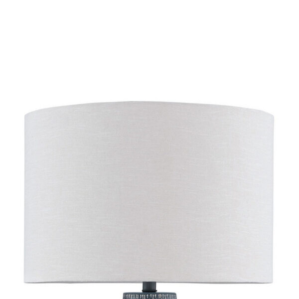 Lym Table Lamp, Gray Hammered Metal Base, White Fabric Shade 28 Inch