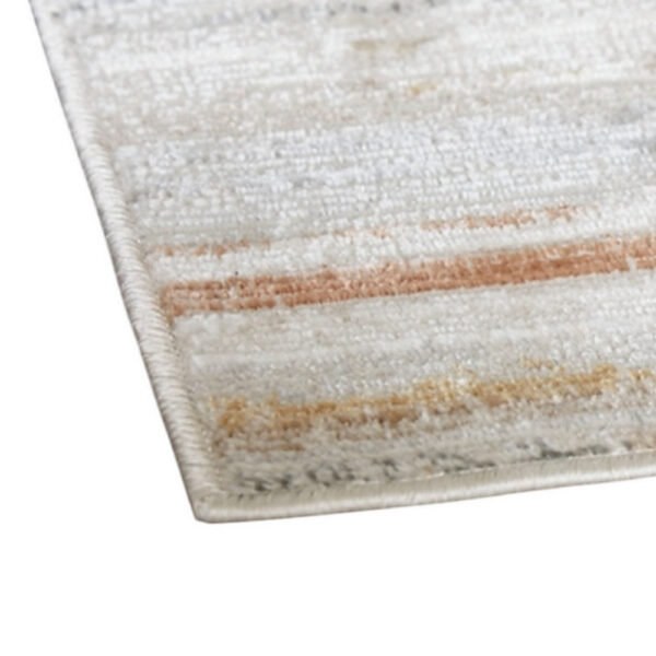 Neyo 5 x 7 Medium Area Rug, Machine Woven White Brown Striped Pattern