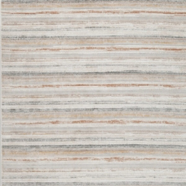 Neyo 5 x 7 Medium Area Rug, Machine Woven White Brown Striped Pattern