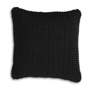 Rene Square Accent Throw Pillow, 20 Inch, Black Handwoven Design