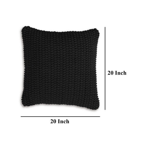 Rene Square Accent Throw Pillow, 20 Inch, Black Handwoven Design