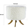 20 Inch Ottoman, Foam Filled, Shearling Fabric, Wood Frame, White, Brown