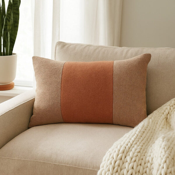 Ako 14 x 20 Lumbar Accent Throw Pillow, Spice Orange Cotton Stripe