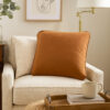 Wali Square Accent Throw Pillow, 20 Inch Feather Fill Orange Polyester
