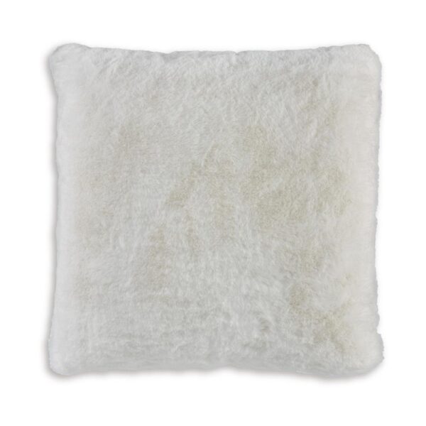 Dift Square Accent Throw Pillow, 20 Inch, White Faux Rabbit Fur Face