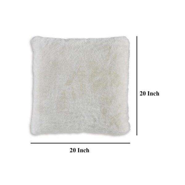 Dift Square Accent Throw Pillow, 20 Inch, White Faux Rabbit Fur Face