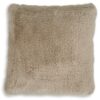Dift Square Accent Throw Pillow, 20 Inch, Taupe Beige Faux Rabbit Fur