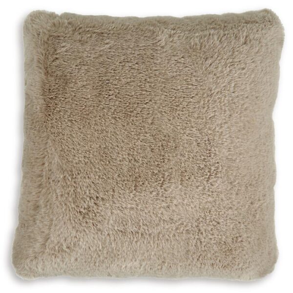 Dift Square Accent Throw Pillow, 20 Inch, Taupe Beige Faux Rabbit Fur