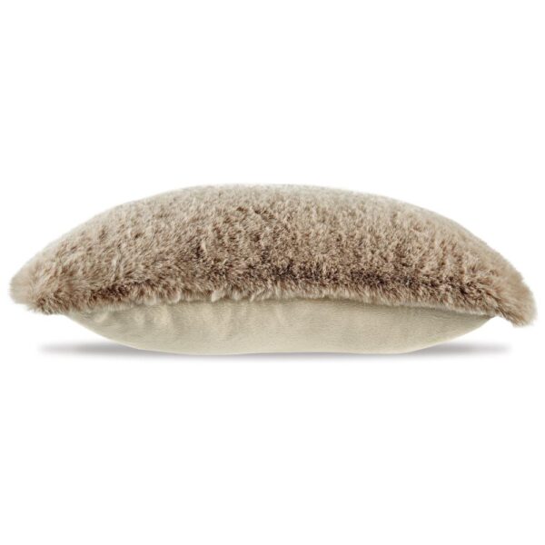 Dift Square Accent Throw Pillow, 20 Inch, Taupe Beige Faux Rabbit Fur
