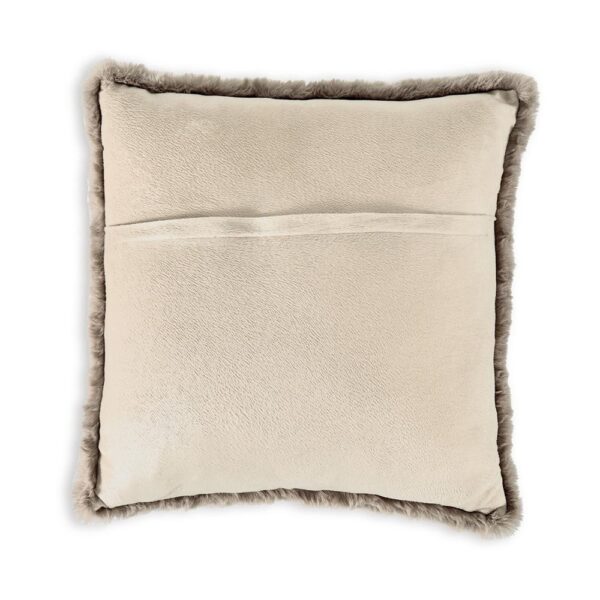 Dift Square Accent Throw Pillow, 20 Inch, Taupe Beige Faux Rabbit Fur
