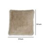 Dift Square Accent Throw Pillow, 20 Inch, Taupe Beige Faux Rabbit Fur