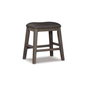 Caity Counter Height Stool Set of 2, Gray Wood Frame, Cushioned Seat