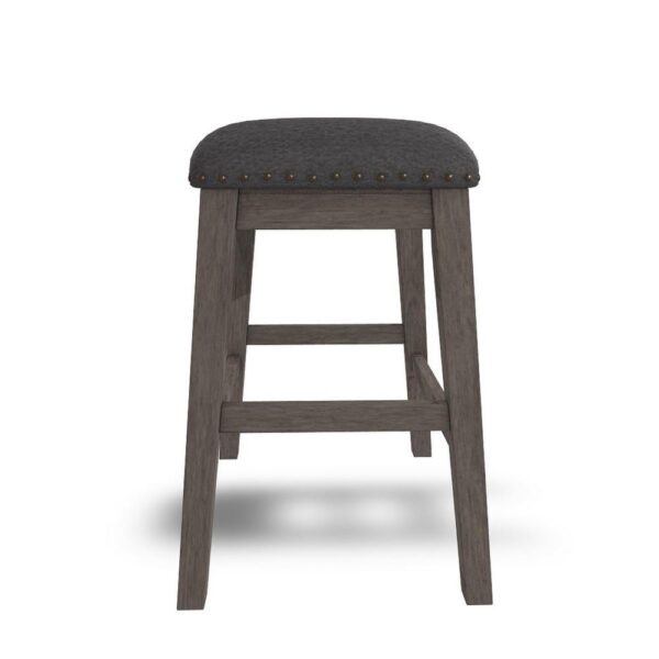 Caity Counter Height Stool Set of 2, Gray Wood Frame, Cushioned Seat