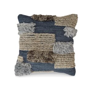 Square Accent Throw Pillow, 20 Inch Hand Knotted Patchwork, Gray Wool