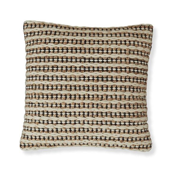 Square Accent Throw Pillow, 20 Inch, Handwoven Stripes on Brown Wool