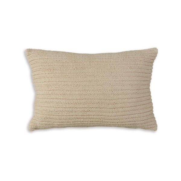 14 x 20 Lumbar Accent Throw Pillow, Ribbed Tan Brown Cotton, Polyfill