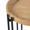 24 Inch Side Table, Modern, Round Tabletop, Carved Wood, Iron Frame, Brown