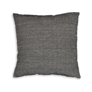 Square Accent Throw Pillow, 20 Inch, Striped Black Cotton, Gray Brown