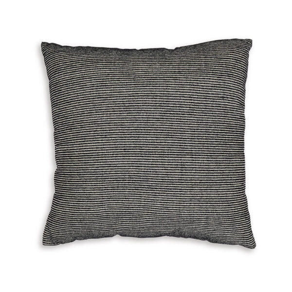 Square Accent Throw Pillow, 20 Inch, Striped Black Cotton, Gray Brown