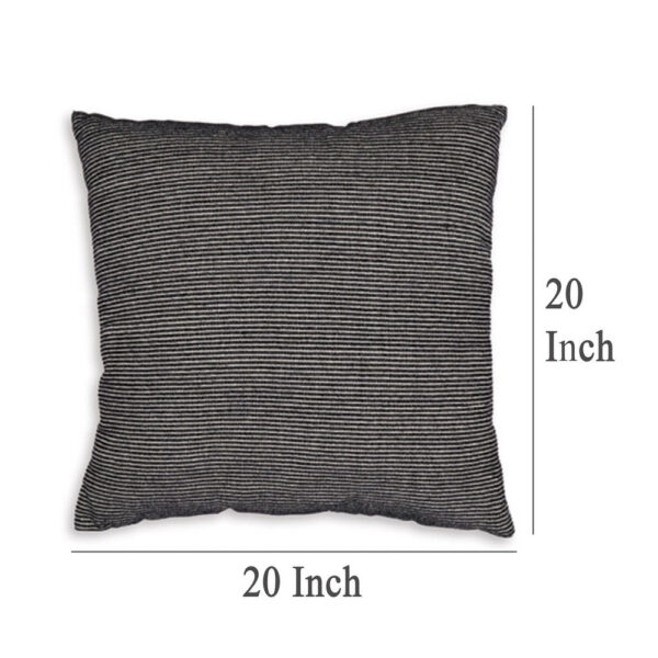 Square Accent Throw Pillow, 20 Inch, Striped Black Cotton, Gray Brown