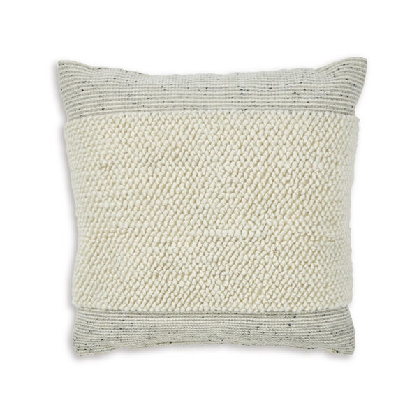 Square Accent Throw Pillow, 20 Inch, White and Gray Stripes, Polyfill
