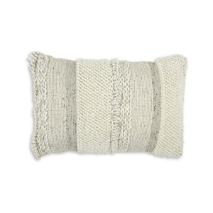 Lumbar Accent Throw Pillow, Gray White Embossed Stripes, 14 x 20