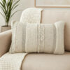 Lumbar Accent Throw Pillow, Gray White Embossed Stripes, 14 x 20