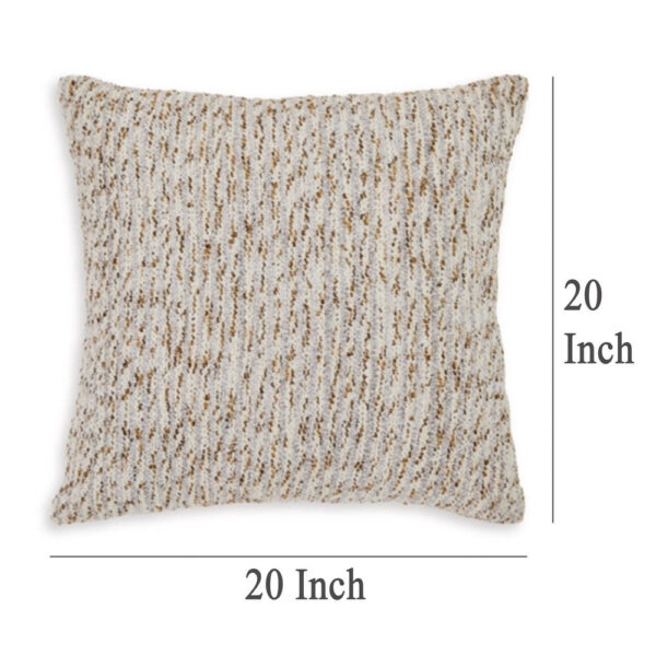 Lora Square Accent Throw Pillow, 20 Inch, Abstract Gold Stripes, Ivory