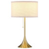 Mikka Table Lamp, Pull-Chain, Gold Flared Pedestal Base, Beige Fabric
