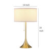 Mikka Table Lamp, Pull-Chain, Gold Flared Pedestal Base, Beige Fabric