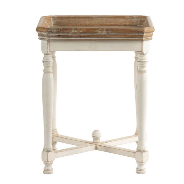25 Inch Square End Side Table, Fir Wood, Natural Brown, Antique White