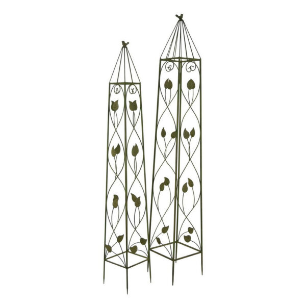 Kanye Garden Trellis Set of 2, Leaf Details Vertical Plant Green Metal