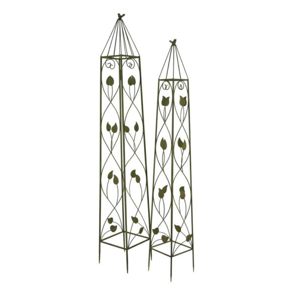 Kanye Garden Trellis Set of 2, Leaf Details Vertical Plant Green Metal