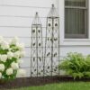 Kanye Garden Trellis Set of 2, Leaf Details Vertical Plant Green Metal