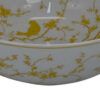 Alex Decorative Bowl, Yellow Bird Floral Motif, White Ceramic 14 Inch