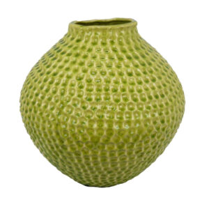 Evans Accent Vase, Embossed Textured Surface, Green Ceramic 14 Inch
