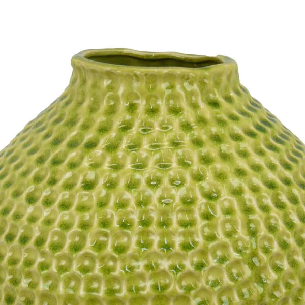 Evans Accent Vase, Embossed Textured Surface, Green Ceramic 14 Inch