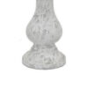 Kris Candle Holder with Hurricane Glass Top, White Gray Ceramic 7 Inch
