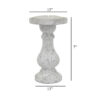 Kris Candle Holder with Hurricane Glass Top, White Gray Ceramic 7 Inch