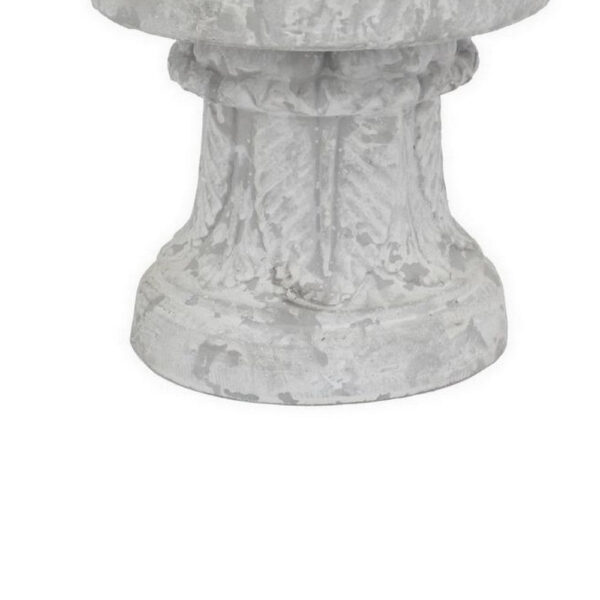 Kris Candle Holder, Hurricane Glass Top, White Gray Ceramic 14 Inch