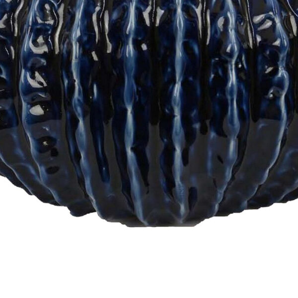 Harry Round Planter Vase, Textured Design, Blue Ceramic 13 Inch