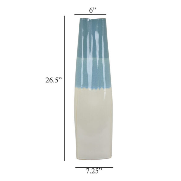 Cobb Accent Vase, Slender Silhouette Blue White Ceramic 27 Inch